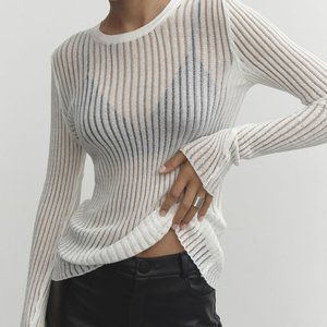Zara Ribbed Mesh Top